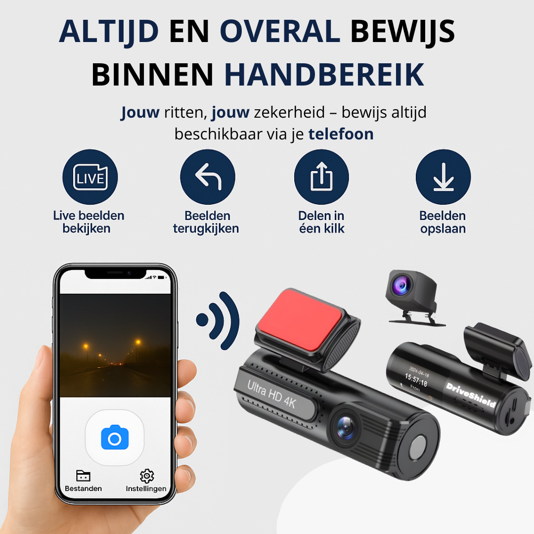 DriveShield Dashcam Pro 4K | Voor & achter